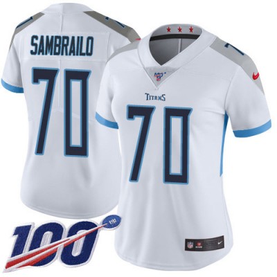 Nike Tennessee Titans #70 Ty Sambrailo White Women's Stitched NFL 100th Season Vapor Untouchable Limited Jersey